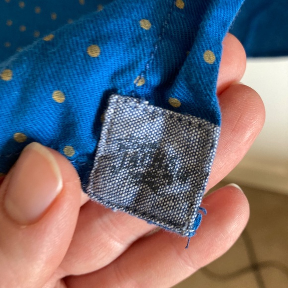 The Original Jach's Fitted Button down Shirt Royal  Blue with Gold dots Sz S-M - Picture 5 of 7